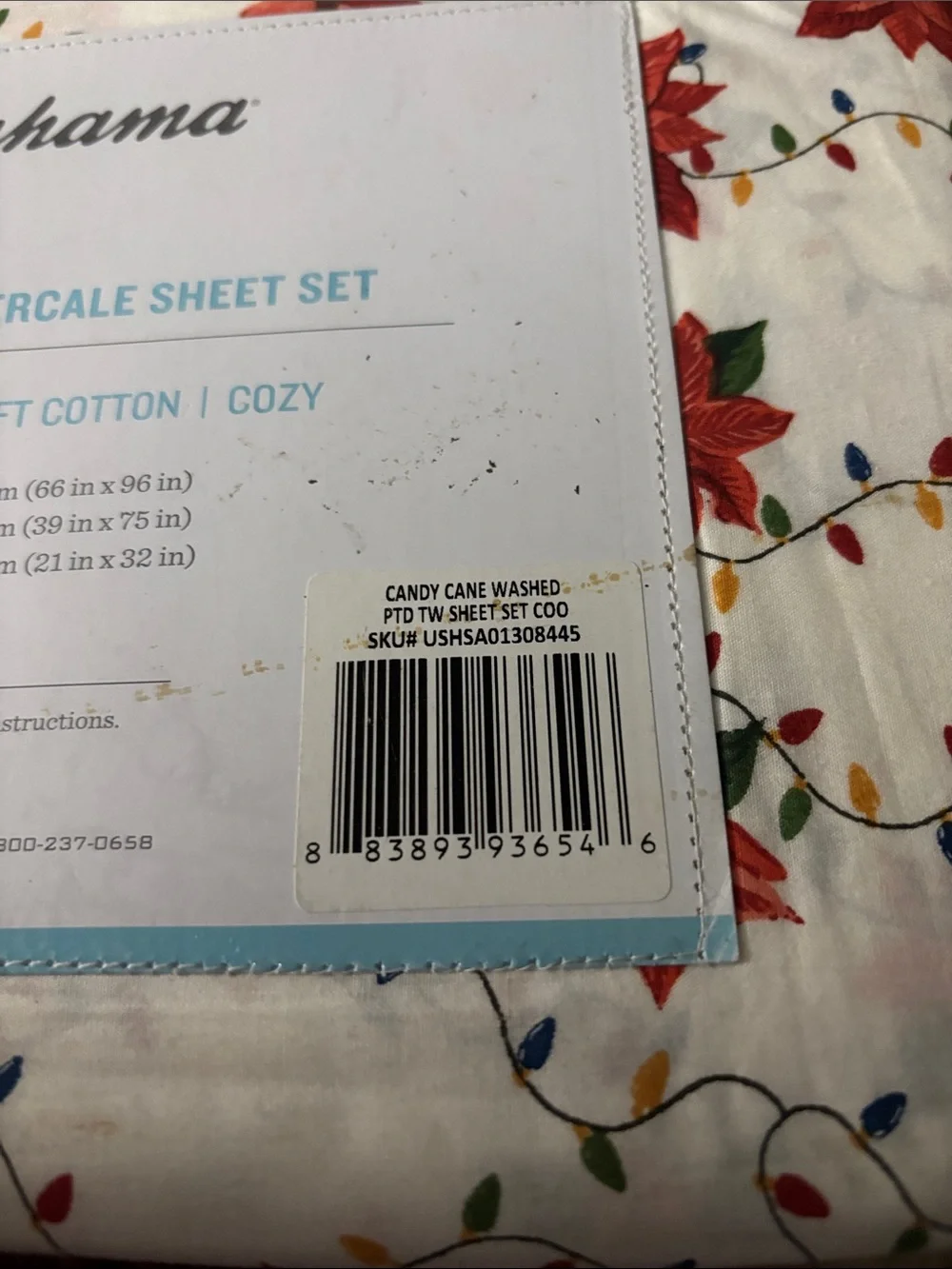 Tommy Bahama Twin-Size Red Poinsettia Cotton Christmas  Sheet Set